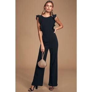 Lulu's Black Ruffle Jumpsuit